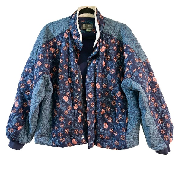 Anthropologie Jackets & Blazers - Anthropologie Gayla Quilted Blue Jacket Floral Bohemian Saturday Sunday Sz Lg
